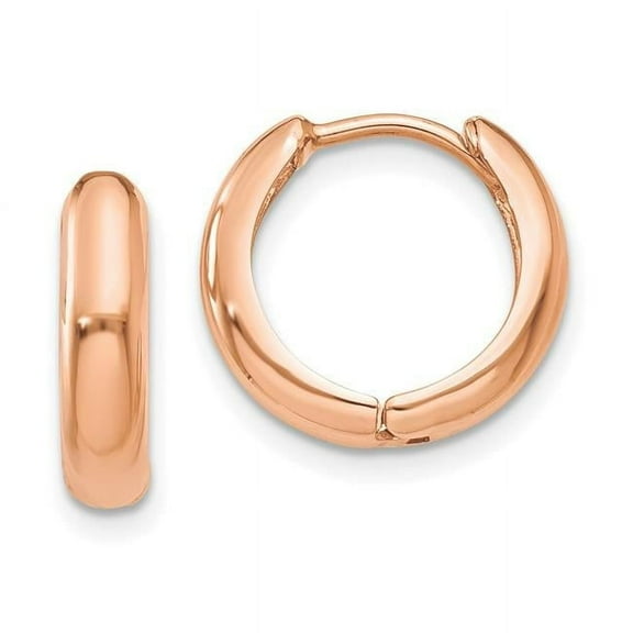 Finest Gold 14K Rose Gold Polished Hinged Hoop Earrings
