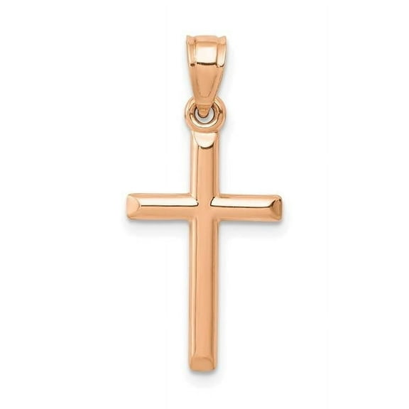 Finest Gold 14K Rose Gold Polished Hollow Cross Pendant