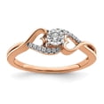 thumbnail image 1 of Finest Gold 14K Rose Gold Polished Side Hearts Diamond Ring, Size 7, 1 of 1