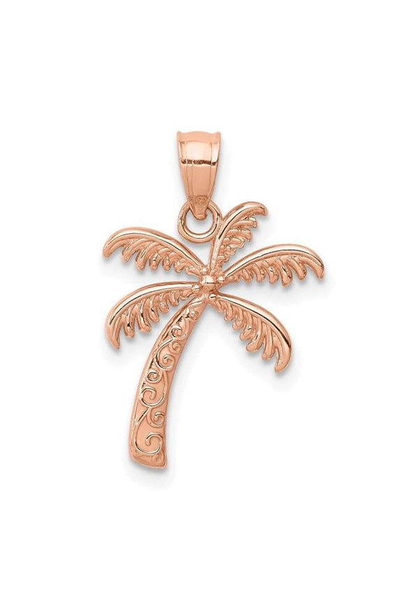 14K Rose Polished Palm Tree Pendant