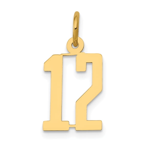 Finest Gold 14K Small Elongated Number 12 Charm