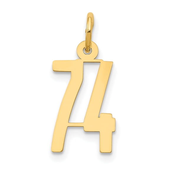 Finest Gold 14K Small Elongated Number 74 Charm