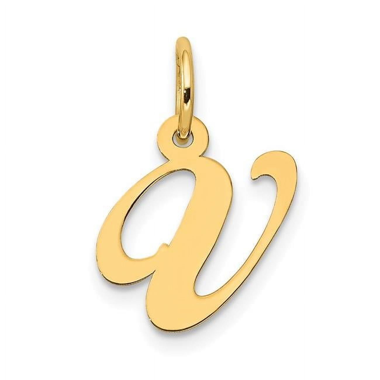 Small Fancy Script Finest Gold 14K Small Fancy Script Letter V Initial Charm - Walmart.com