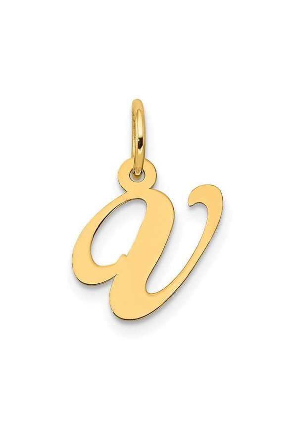 14K Small Fancy Script Letter V Initial Charm