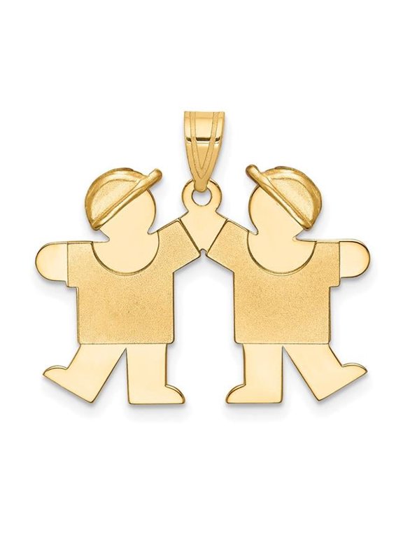 14K Solid Double Boys Engravable Charm
