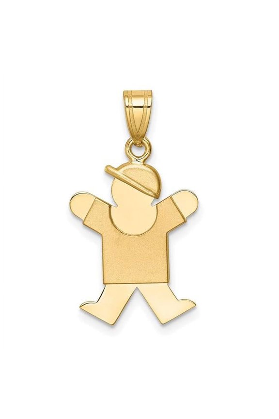 14K Solid Engravable Boy with Hat on Right Charm