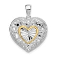 thumbnail image 1 of Finest Gold 14K Sterling Silver TWo-Tone Polished Fancy Heart with Accent Pendant, 1 of 3