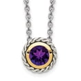 thumbnail image 1 of Finest Gold 14K Sterling Silver Two-Tone with Accent Amethyst Slide Necklace, 1 of 3