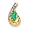 thumbnail image 1 of Finest Gold 14K Teardrop Diamond & Emerald Pendant, 1 of 4