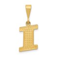 thumbnail image 1 of 14k Yellow Gold Polished Texture Finish Letter I Initial Charm Pendant, 1 of 3