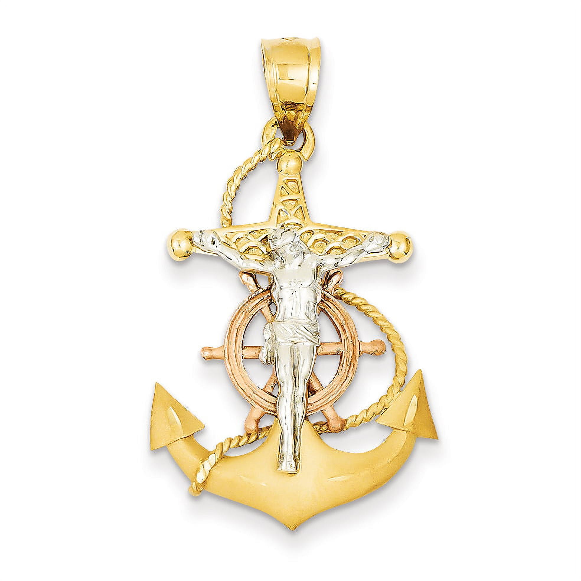 Finest Gold 14K Tri-Color Mariners Cross Pendant - Walmart.com