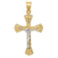 thumbnail image 1 of Finest Gold 14K Two-Tone Diamond-Cut Crucifix Pendant, 1 of 4