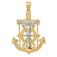 thumbnail image 1 of Finest Gold 14K Two-Tone Diamond-Cut Mariners Cross Pendant, 1 of 4