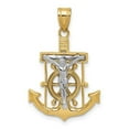 thumbnail image 1 of Finest Gold 14K Two-Tone Diamond-Cut Mariners Cross Pendant, 1 of 4