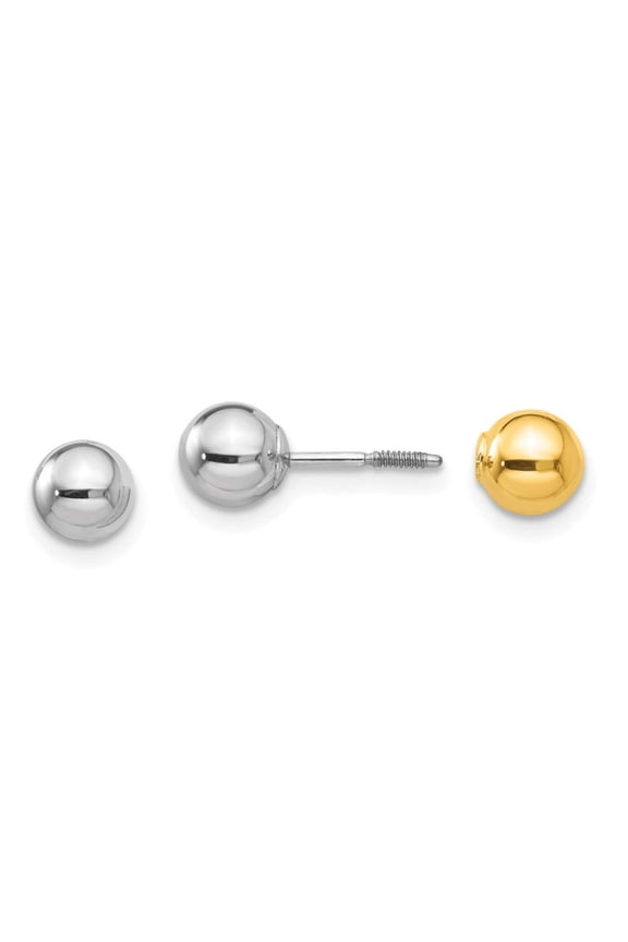 14k Madi K Two-tone Reversible 5mm Ball Screw Earrings GK422