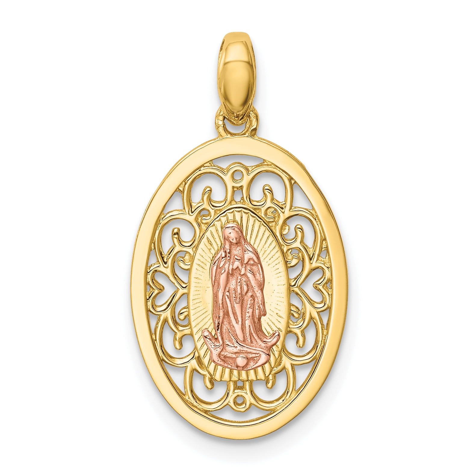 Finest Gold 14K Two-Tone Our Lady of Guadalupe Pendant - Walmart.com