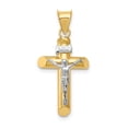 thumbnail image 1 of Finest Gold 14K Two-Tone Polished Crucifix Pendant, 1 of 4