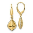 thumbnail image 1 of Finest Gold 14K Two-Tone Polished Diamond-Cut Hollow Teardrop Criss Cross Leverback Earrings, 1 of 1