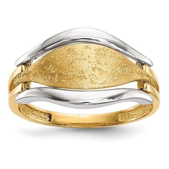 14k Two-tone Polished & Textured Ring R575