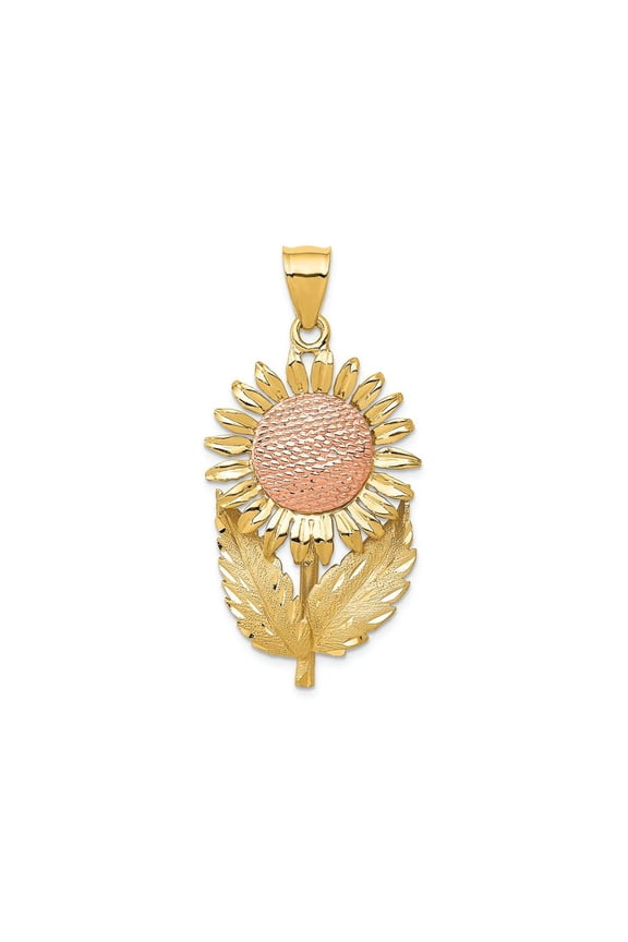 14K Two-Tone Sunflower Pendant