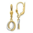 thumbnail image 1 of Finest Gold 14K Two-Tone Textured & Polished Dangle Leverback Earrings, 1 of 3
