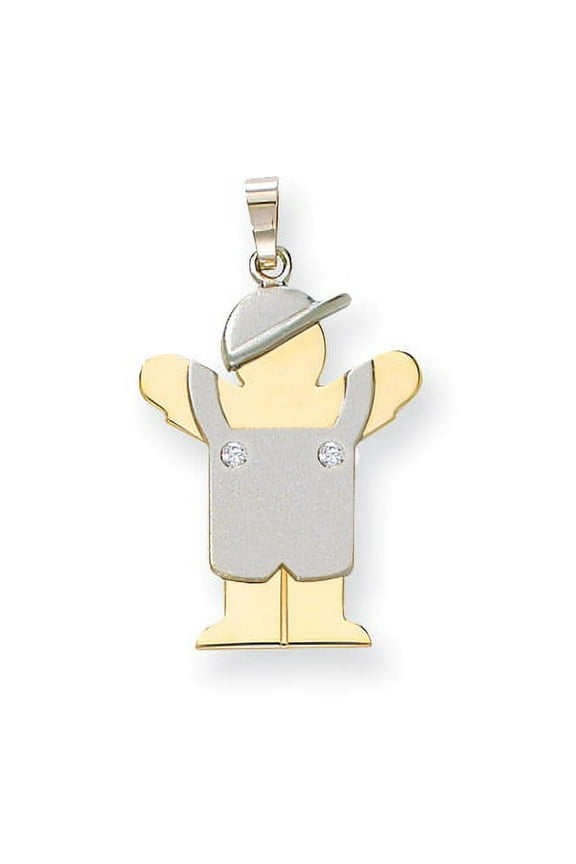 14k Two Tone Solid Satin Polished Gold Diamond Teen Pendant Necklace Measures 30x18mm Wide - Pendant for Women