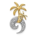 thumbnail image 1 of 14k Two Tone Gold with Diamonds Concave Shape Double Palm Tree on Wave Design Chain Slide Pendant will not fit omega, 1 of 4