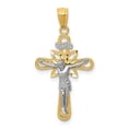 thumbnail image 1 of Finest Gold 14K Two-tone with Rhodium Small Passion Crucifix Pendant, 1 of 2