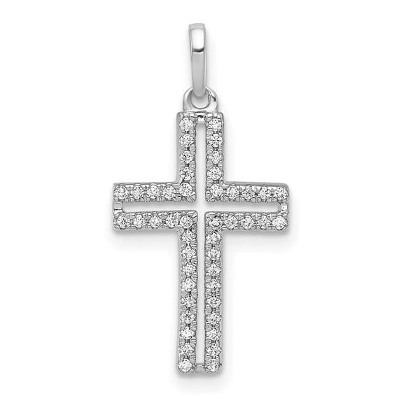 Finest Gold 14K White Gold 0.125CT Diamond Cross Pendant