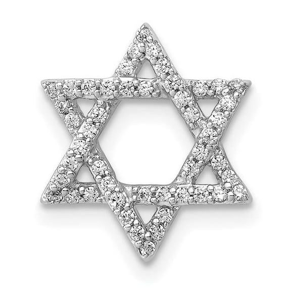 Finest Gold 14K White Gold 0.2 CTW Diamond Star of David Chain Slide Pendant