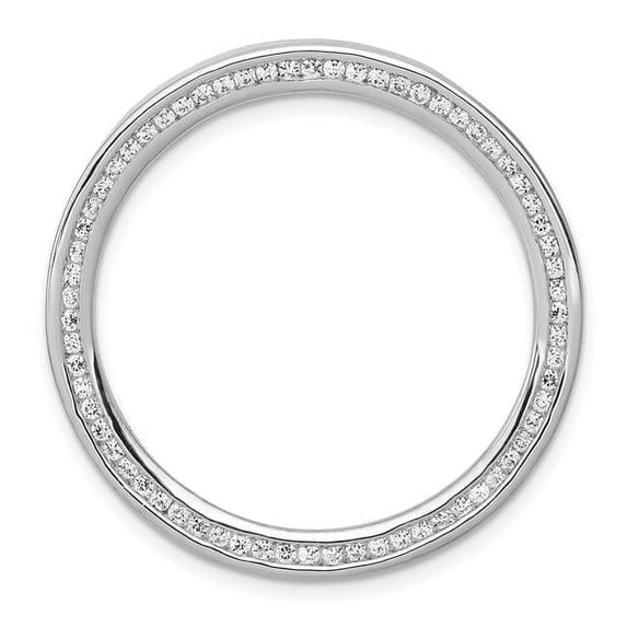 Finest Gold 14K White Gold 0.62 CTW Diamond Channel Set Large Circle Chain Slide Pendant