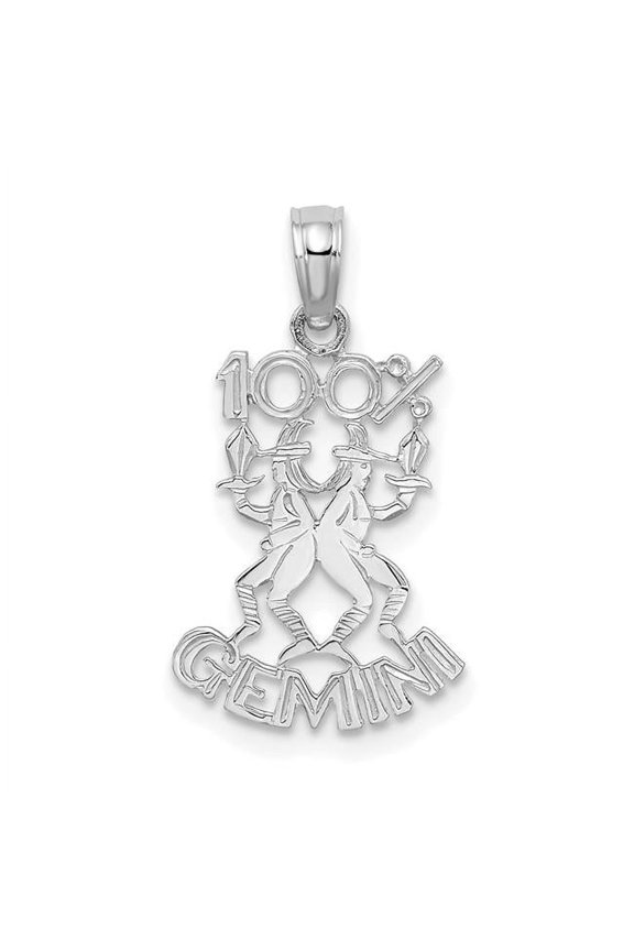 14K White Gold 100 Percent Gemini Zodiac Charm