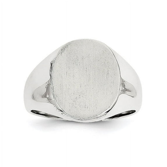 Finest Gold 14K White Gold 15.0 x 11.5 mm Closed Back Mens Signet Ring, Size 10
