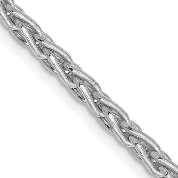 14k White Gold Solid Polished 3mm Round Wheat Chain Necklace 24 Inch Lobster Claw Chain Necklace for Women and Men