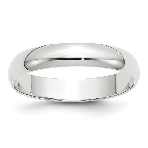 Finest Gold 14K White Gold 4 mm LTW Half Round Band, Size 8.5