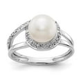 thumbnail image 1 of Finest Gold 14K White Gold 7.5 mm Pearl & Diamond Mounting Ring, Size 6, 1 of 1