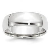 JEWELRYPOT Finest Gold 14K White Gold 7 mm LTW Comfort Fit Band, Size 9.5