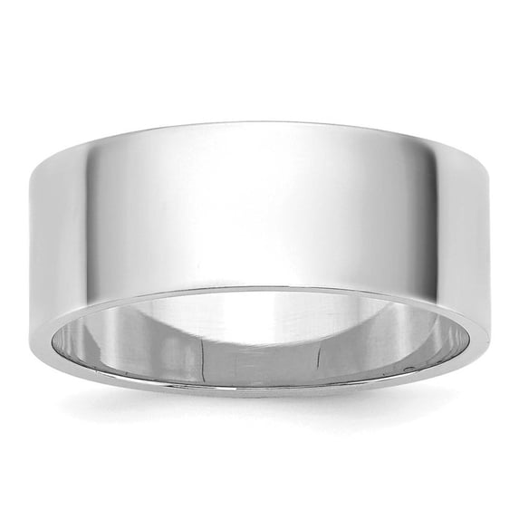 14k White Gold Solid Polished Lightweight 7mm Ltw Flat Band Size 10 Ring Ring for Women and Men