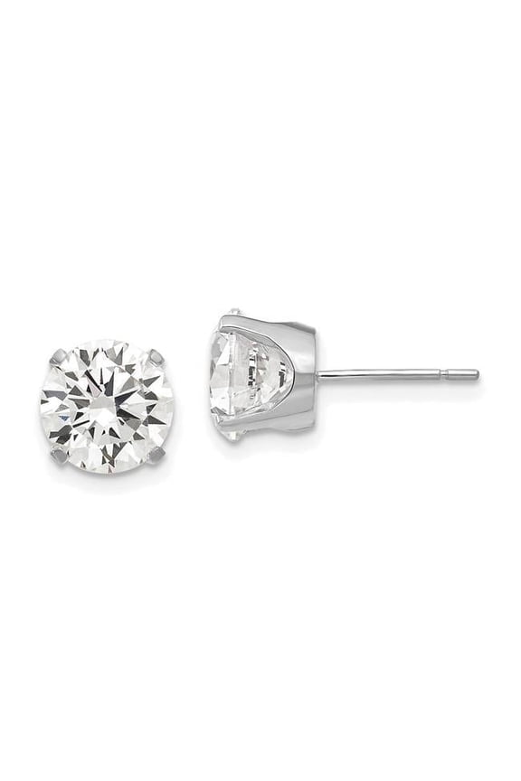 14K White Gold 8 mm CZ stud earrings