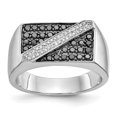 thumbnail image 1 of Finest Gold 14K White Gold Black & White Diamond Mens Ring - Size 10, 1 of 5