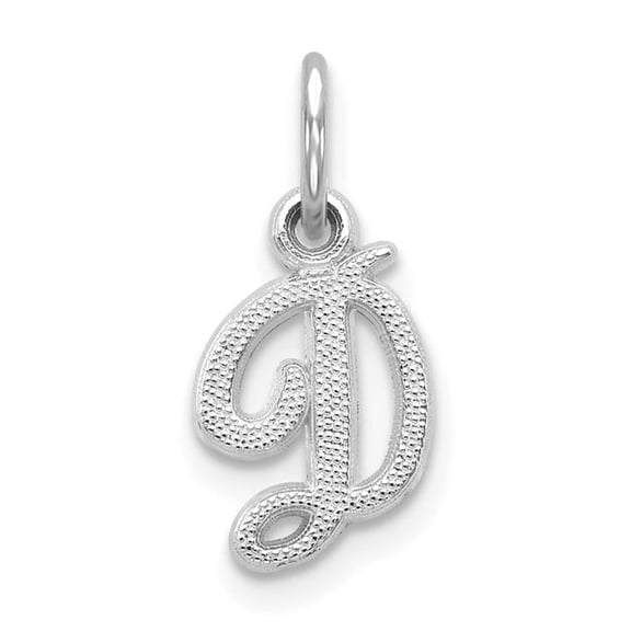 Finest Gold 14K White Gold Casted Script Letter D Initial Charm