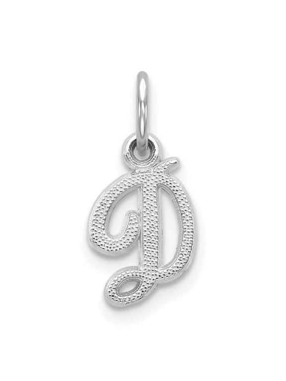 14k White Gold White Gold Casted Script Letter D Initial Charm