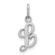 14k White Gold Solid Satin Textured Letter Name Personalized Monogram Initial L Charm Pendant Necklace for Women