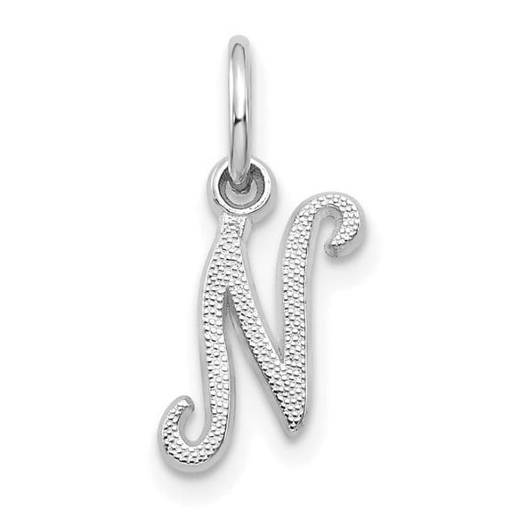 Finest Gold 14K White Gold Casted Script Letter N Initial Charm