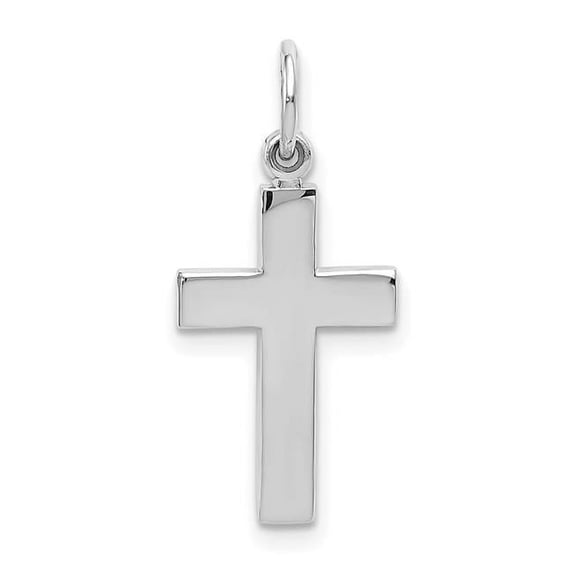 14k White Gold Solid Satin Religious Faith Cross Pendant Necklace 17x12mm-Pendant for Women