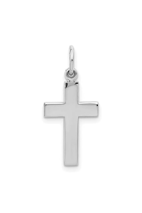 14k White Gold Solid Satin Religious Faith Cross Pendant Necklace 17x12mm-Pendant for Women