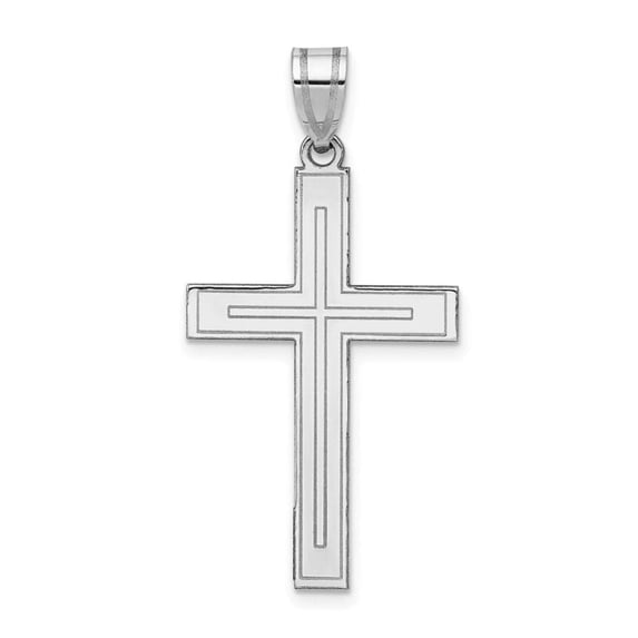 14k White Gold Solid Polished Satin Back Religious Faith Cross Pendant Necklace 18.2x36.3mm Pendant for Women
