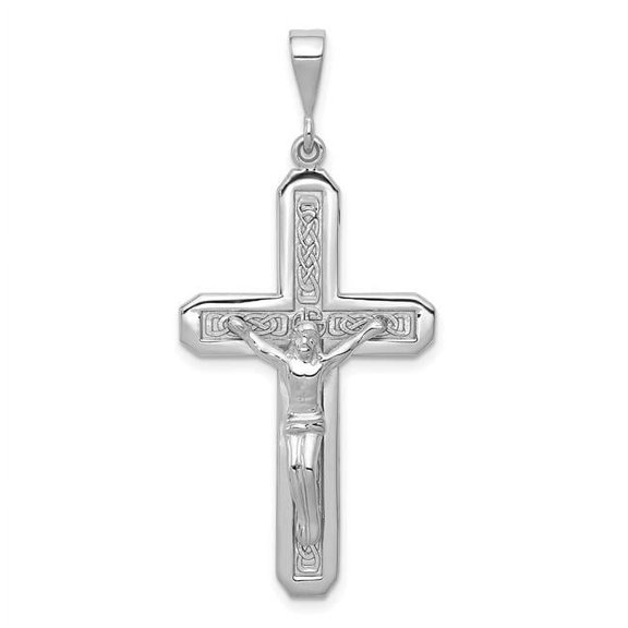 Finest Gold 14K White Gold Crucifix Pendant