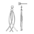 thumbnail image 1 of Finest Gold 14K White Gold Curved Dangles with CZ Stud Earrings Jackets, 1 of 3