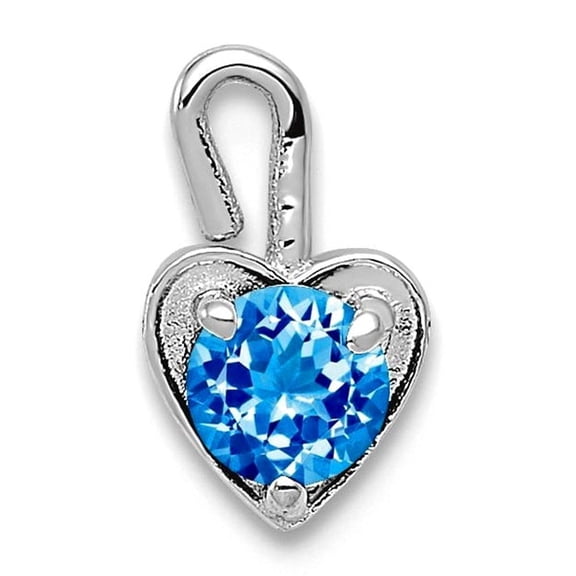 14k White Gold Polished December Love Heart Charm 4mm Wide Pendant Necklace for Women